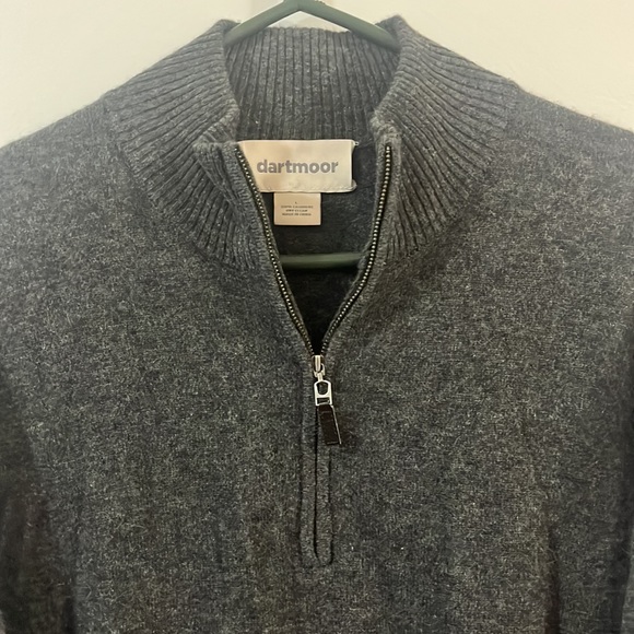 dartmoor Men’s Sweater Gray 100% Cashmere Half Zip - Picture 3 of 5